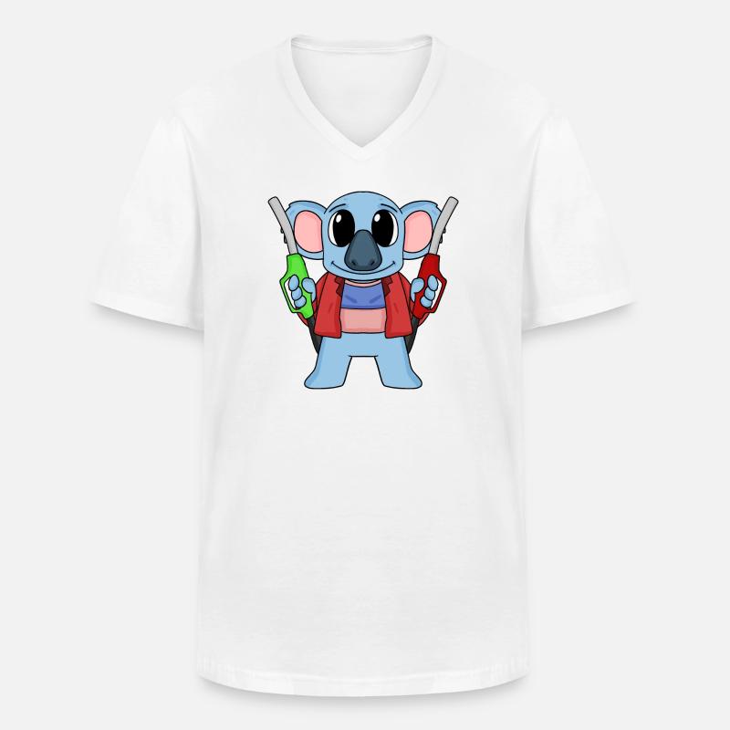 Tankwart Koala Tankstelle - Männer-T-Shirt mit V-Ausschnitt - Weiß