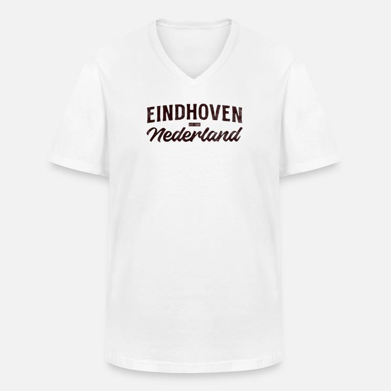 Eindhoven Nederland Script Logo - Männer-T-Shirt mit V-Ausschnitt - Weiß