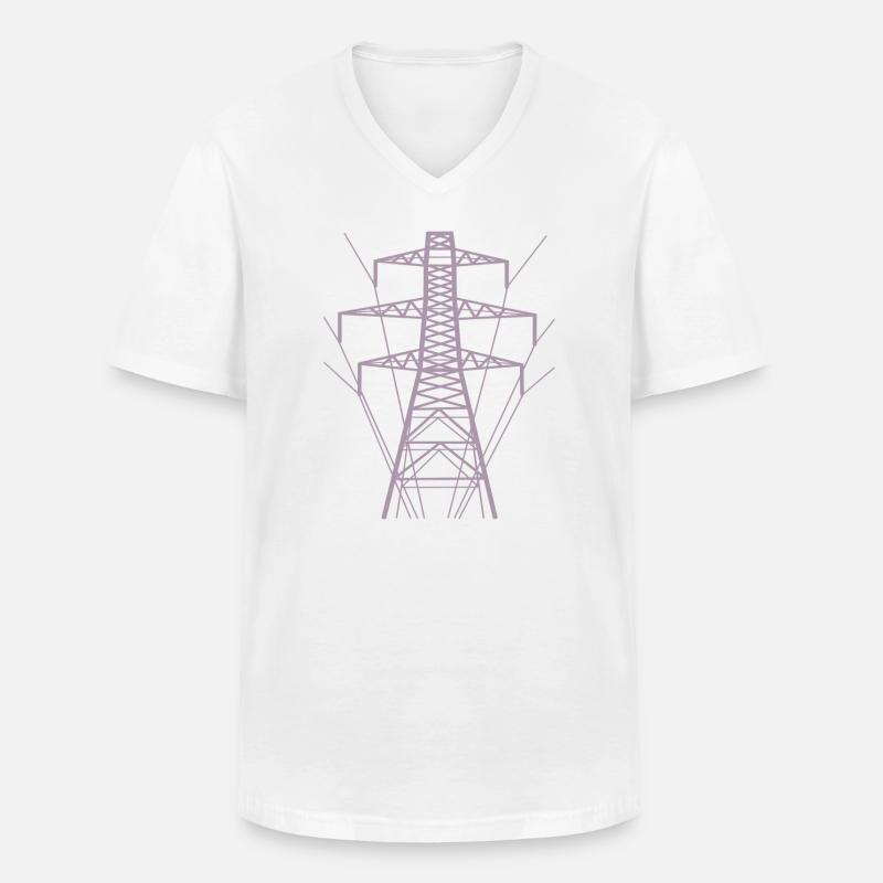 Weiße Strommast-Silhouette - Männer-T-Shirt mit V-Ausschnitt - Weiß