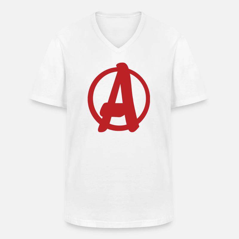 Cooles, einfaches A-Logo - Männer-T-Shirt mit V-Ausschnitt - Weiß