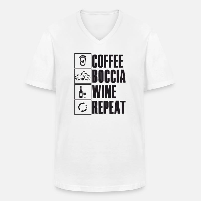 Coffee Boccia Wine Repeat Spruch Bocciaspieler - Männer-T-Shirt mit V-Ausschnitt - Weiß