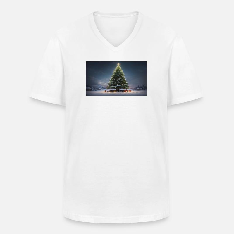 Winterlicher Weihnachtsbaum mit Geschenken - Männer-T-Shirt mit V-Ausschnitt - Weiß