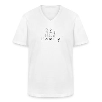 Stick figure family - Men's V-Neck T-Shirt - white - Front - AI Model Male 185 light (185cm)