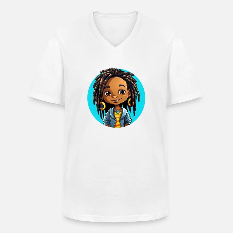 Lebensfrohe Dreadlocks Illustration - Männer-T-Shirt mit V-Ausschnitt - Weiß