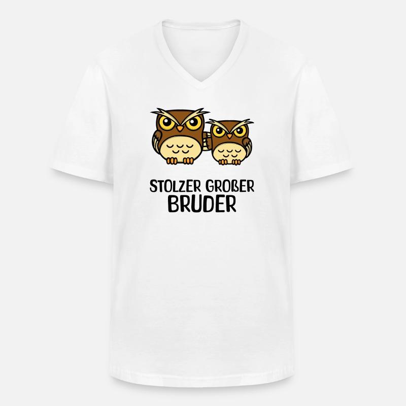 Großer Bruder Statement Eule Geschwisterliebe - Männer-T-Shirt mit V-Ausschnitt - Weiß