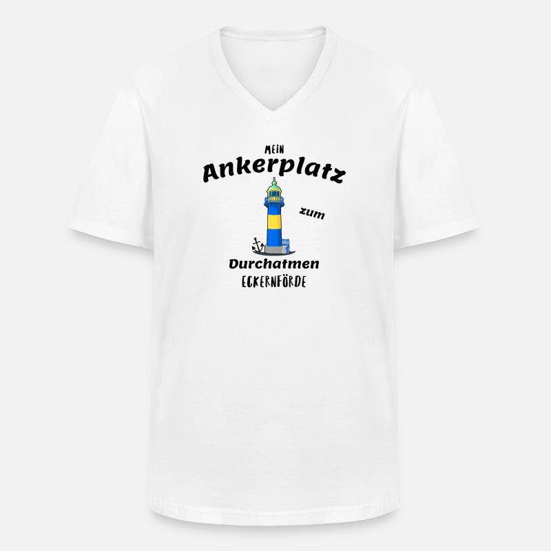 Alter Leuchtturm Eckernförde, Ankerplatz - Männer-T-Shirt mit V-Ausschnitt - Weiß