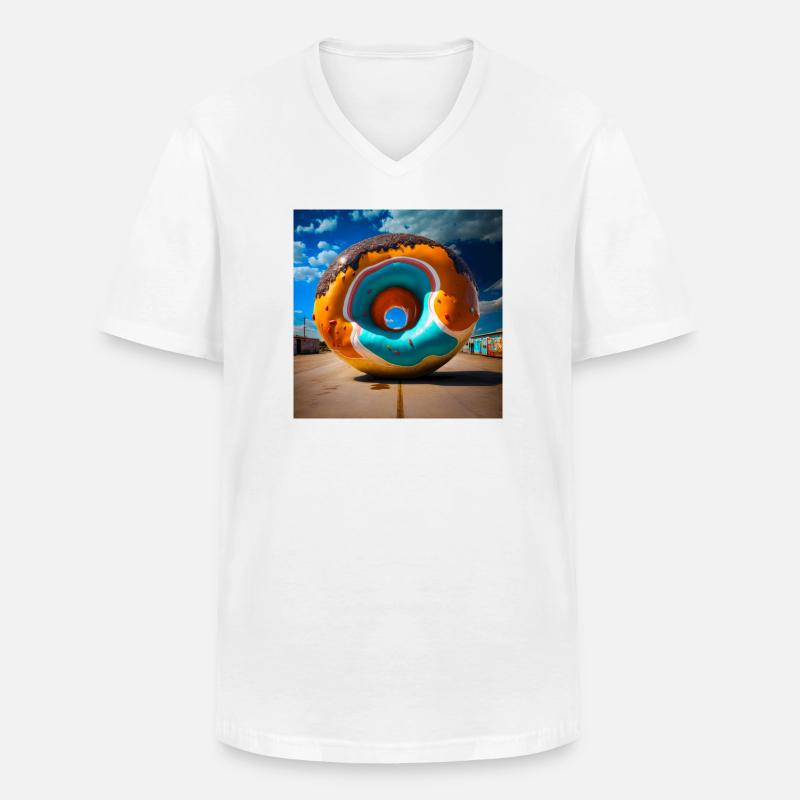 Mega Donut 01 - Männer-T-Shirt mit V-Ausschnitt - Weiß