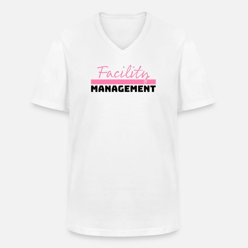 Tshirt Facility Management rosa schwarz - Männer-T-Shirt mit V-Ausschnitt - Weiß