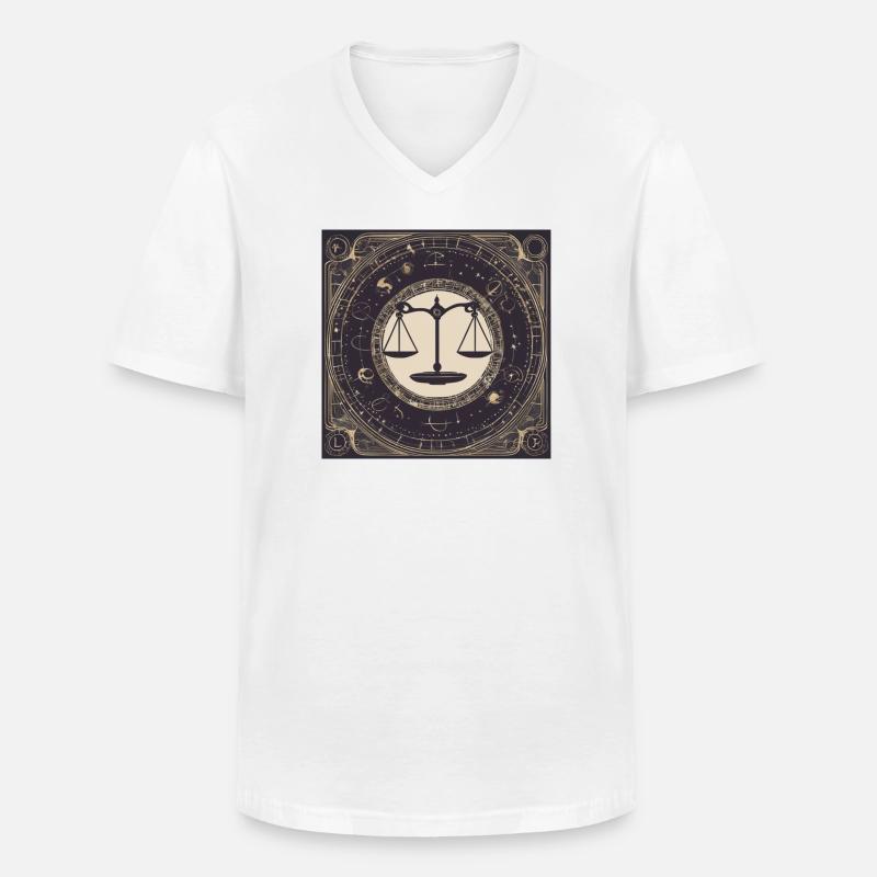 Zodiac Libra - Männer-T-Shirt mit V-Ausschnitt - Weiß