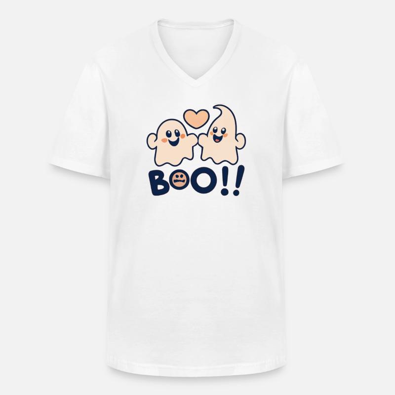 boo - Männer-T-Shirt mit V-Ausschnitt - Weiß