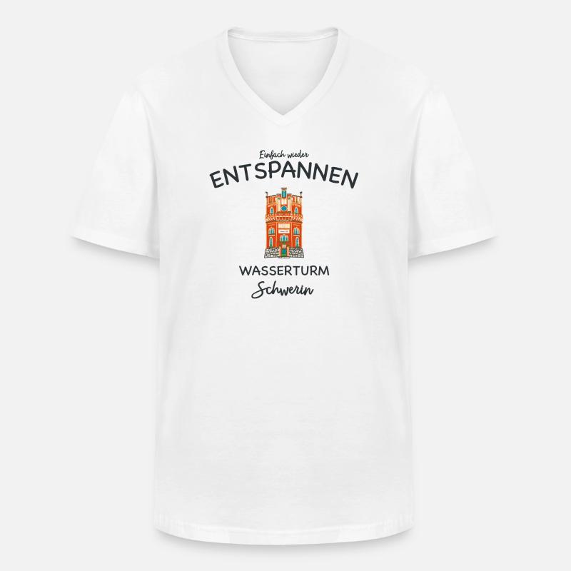 Schwerin, Wasserturm Weinberg, einfach Entspannen - Männer-T-Shirt mit V-Ausschnitt - Weiß