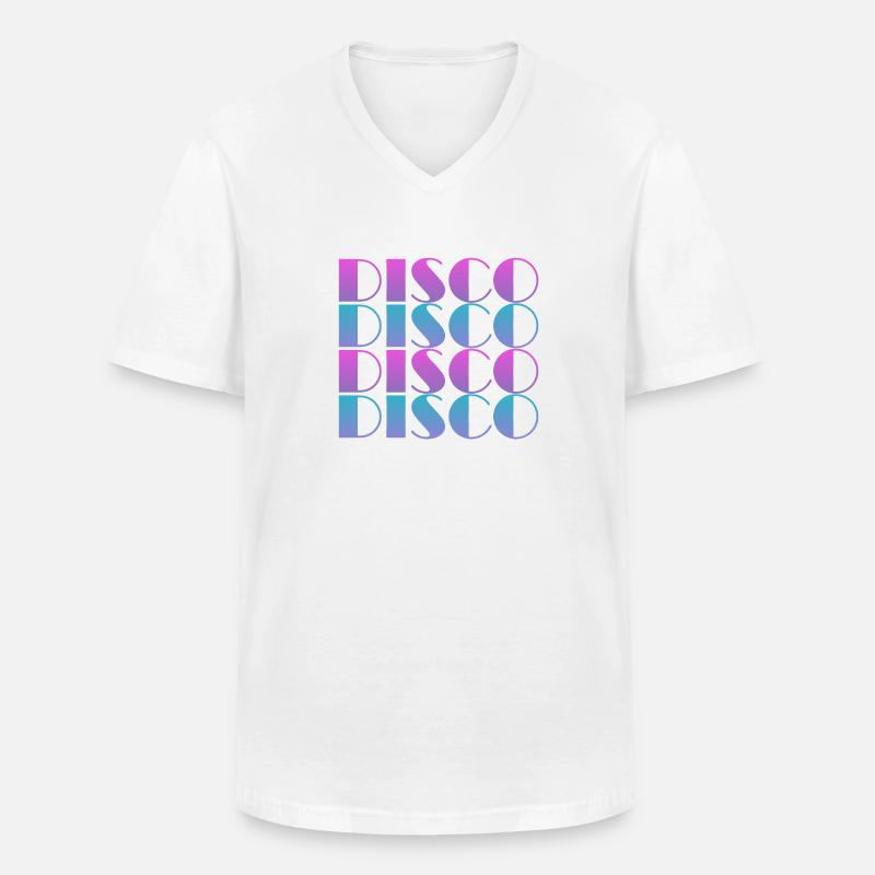 Lebendiges Disco-Textmuster-Design - Männer-T-Shirt mit V-Ausschnitt - Weiß