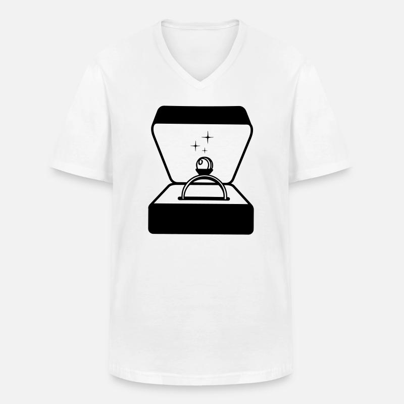 Ring mit Perle in Box - Männer-T-Shirt mit V-Ausschnitt - Weiß