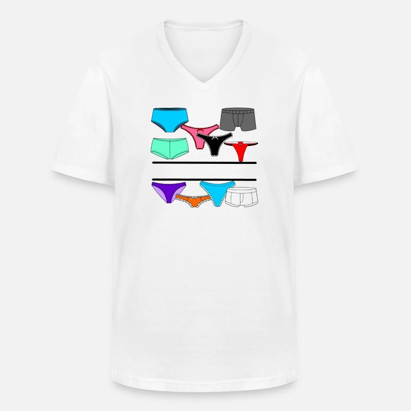Dessous-Logo mit Slip und Unterhose - Männer-T-Shirt mit V-Ausschnitt - Weiß