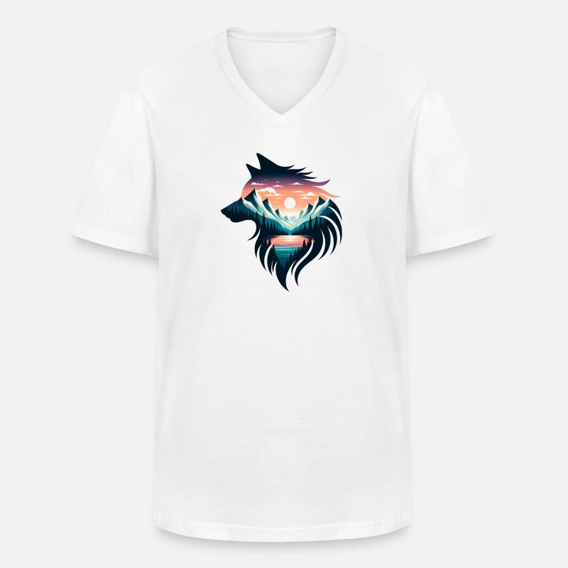Wolfsgestalt - Männer-T-Shirt mit V-Ausschnitt - Weiß