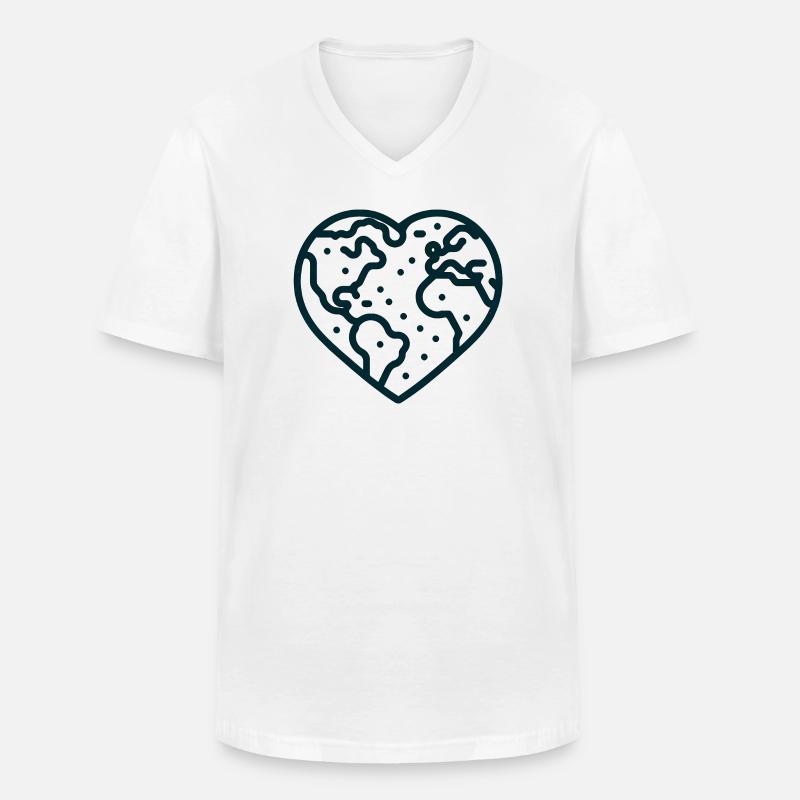 Terra a forma di cuore - Maglietta da uomo classica con scollo a V - bianco