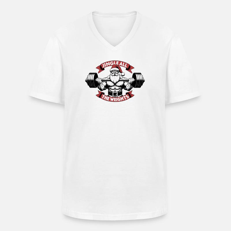 Weihnachtsgeschenk - Jingle All The Weights - Männer-T-Shirt mit V-Ausschnitt - Weiß