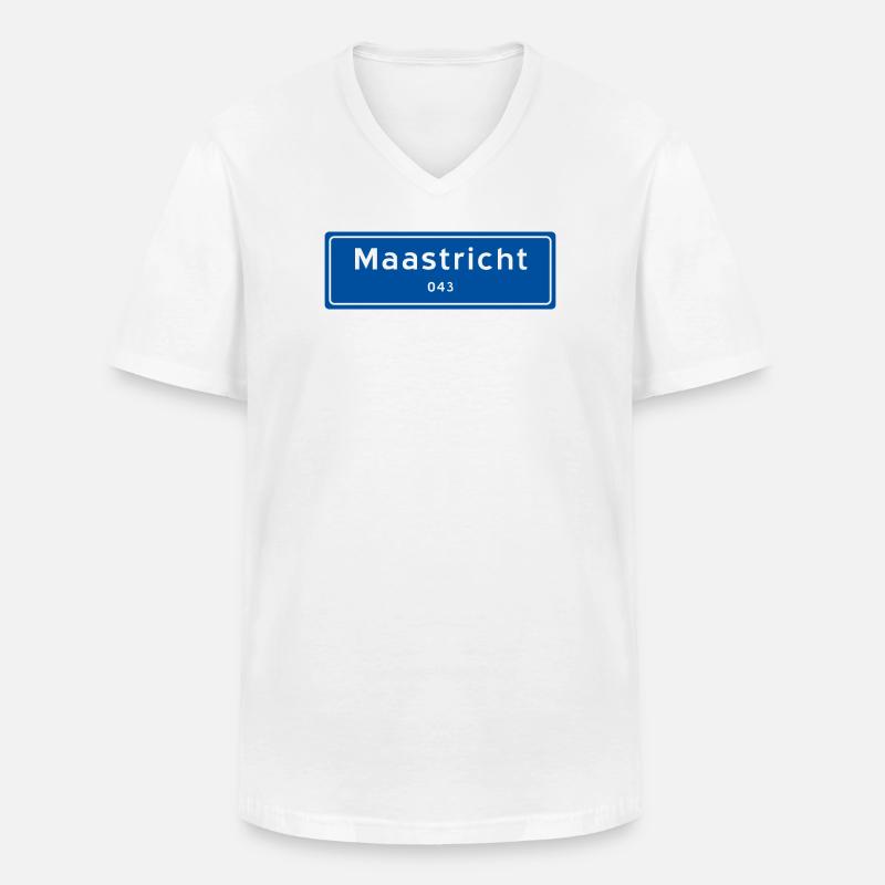 Maastricht 043 Ortsschild - Männer-T-Shirt mit V-Ausschnitt - Weiß