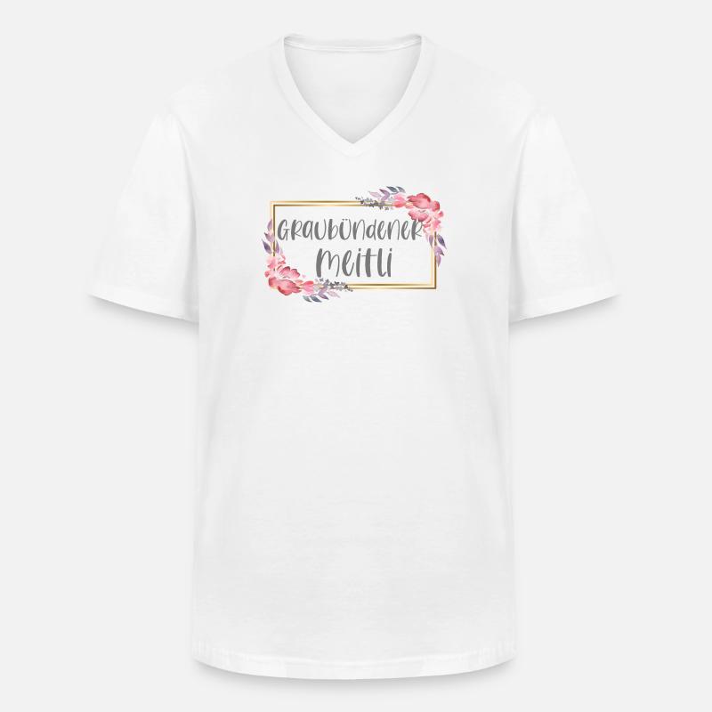 Schweiz Graubünden Mädchen Heimat Geschenk - Männer-T-Shirt mit V-Ausschnitt - Weiß