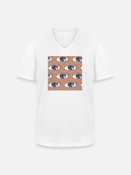 Les yeux alignés - T-shirt col V Homme - blanc