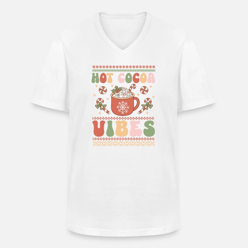 Hässlicher Weihnachtspullover - Männer-T-Shirt mit V-Ausschnitt - Weiß