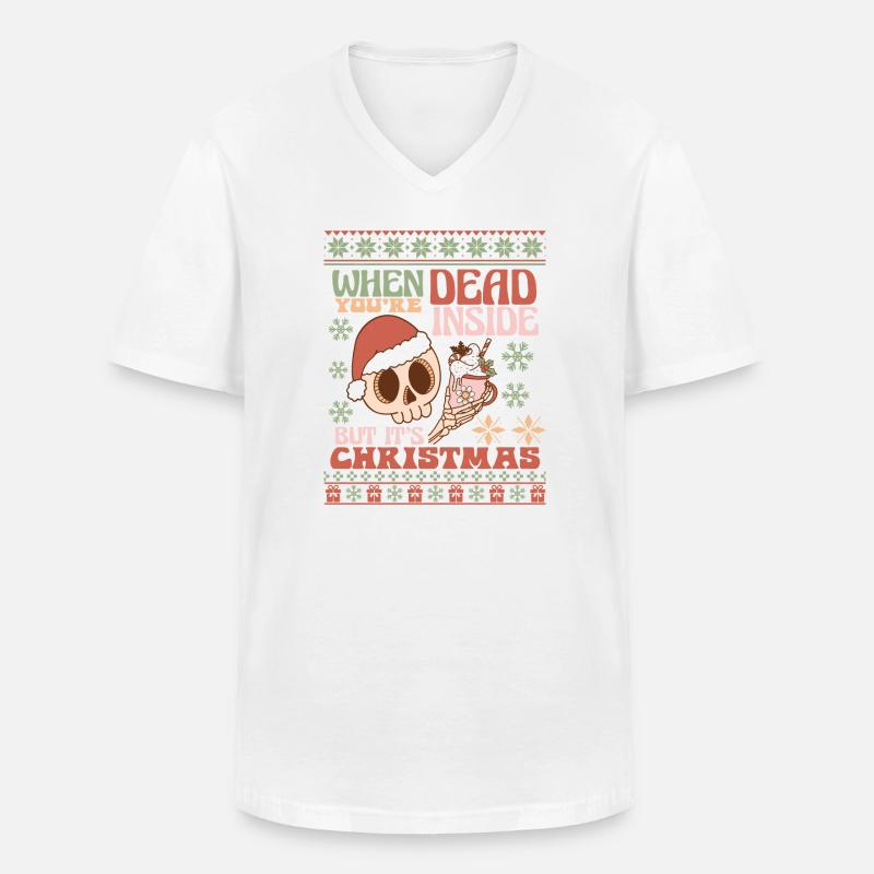 Hässlicher Weihnachtspullover - Männer-T-Shirt mit V-Ausschnitt - Weiß