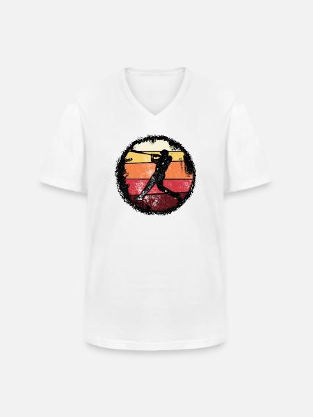 Baseball Sunset Silhouette - Men's V-Neck T-Shirt - white