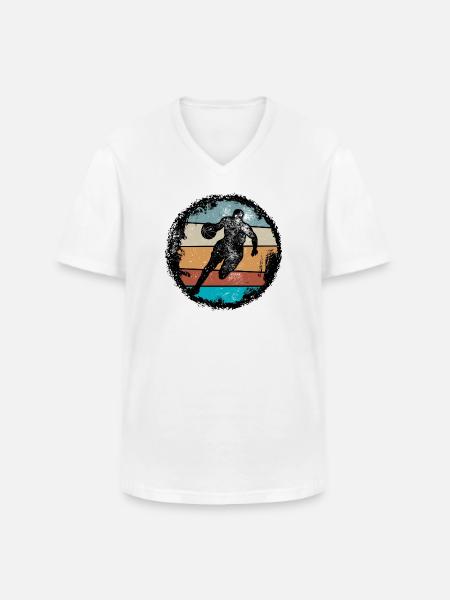 Retro Court Silhouette - Männer-T-Shirt mit V-Ausschnitt - Weiß