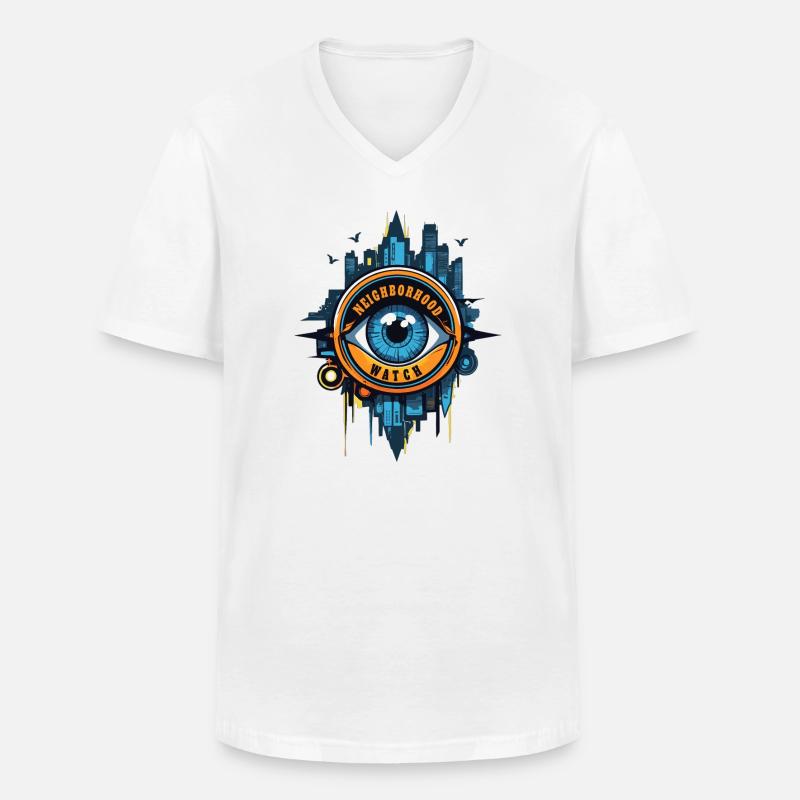 Nachbarschaftswache Auge - Männer-T-Shirt mit V-Ausschnitt - Weiß