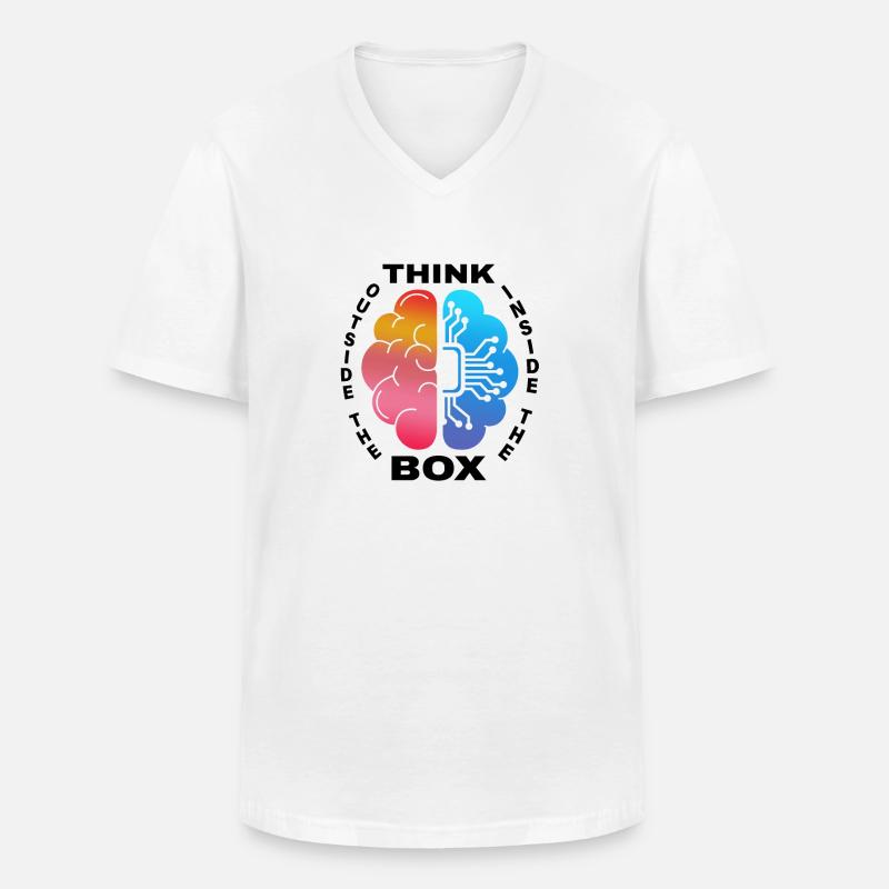 Think outside / inside the Box - Männer-T-Shirt mit V-Ausschnitt - Weiß