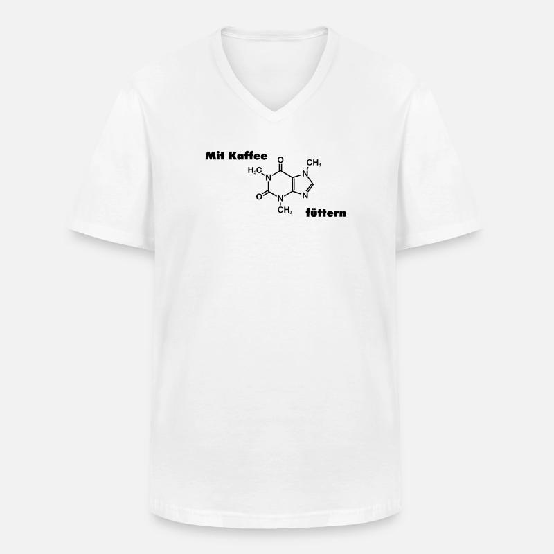 Mit Kaffee füttern - Männer-T-Shirt mit V-Ausschnitt - Weiß
