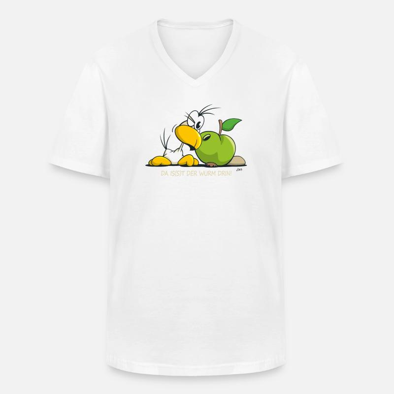 SITO - Da is(s)t der Wurm drin! - Männer-T-Shirt mit V-Ausschnitt - Weiß