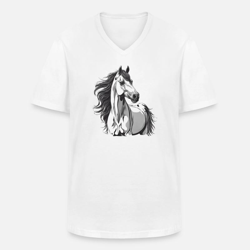 Pferd, Pferdefächer, Reiten - Männer-T-Shirt mit V-Ausschnitt - Weiß