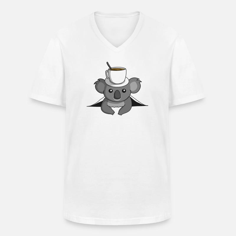 Kaffee Koala - Männer-T-Shirt mit V-Ausschnitt - Weiß