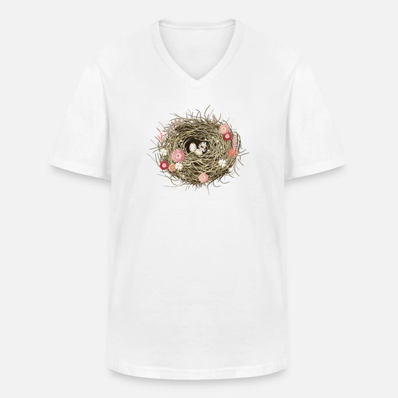 Vogelnest oder Osternest mit Trockenblumen - Männer-T-Shirt mit V-Ausschnitt - Weiß
