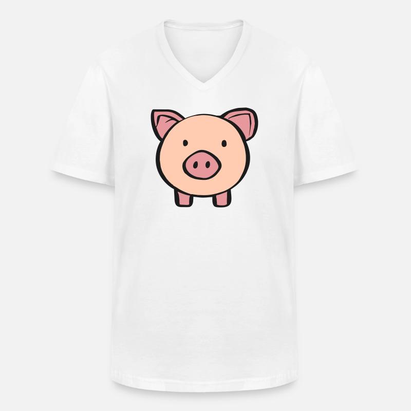 Schweinchen - Männer-T-Shirt mit V-Ausschnitt - Weiß