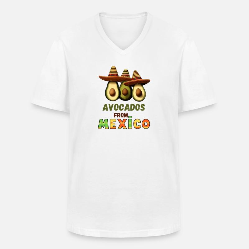 Avocado mit Mexiko - Männer-T-Shirt mit V-Ausschnitt - Weiß