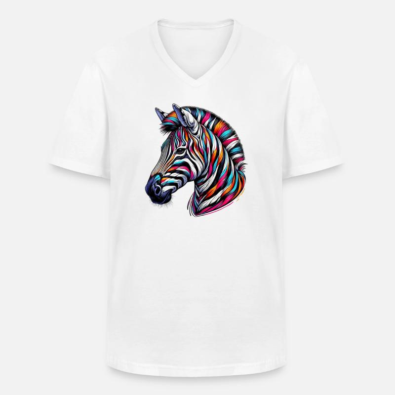 Zebra - Männer-T-Shirt mit V-Ausschnitt - Weiß
