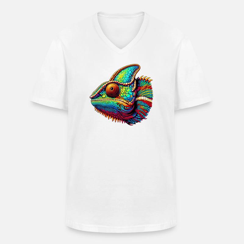 Chamäleon - Männer-T-Shirt mit V-Ausschnitt - Weiß