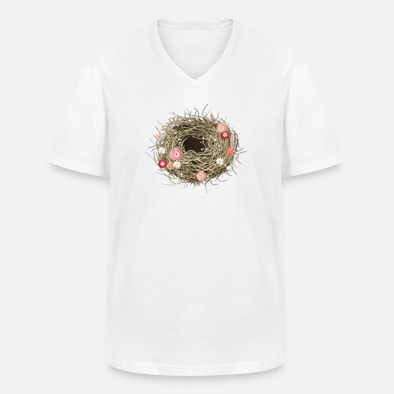 leeres Vogelnest oder Osternest mit Trockenblumen - Männer-T-Shirt mit V-Ausschnitt - Weiß