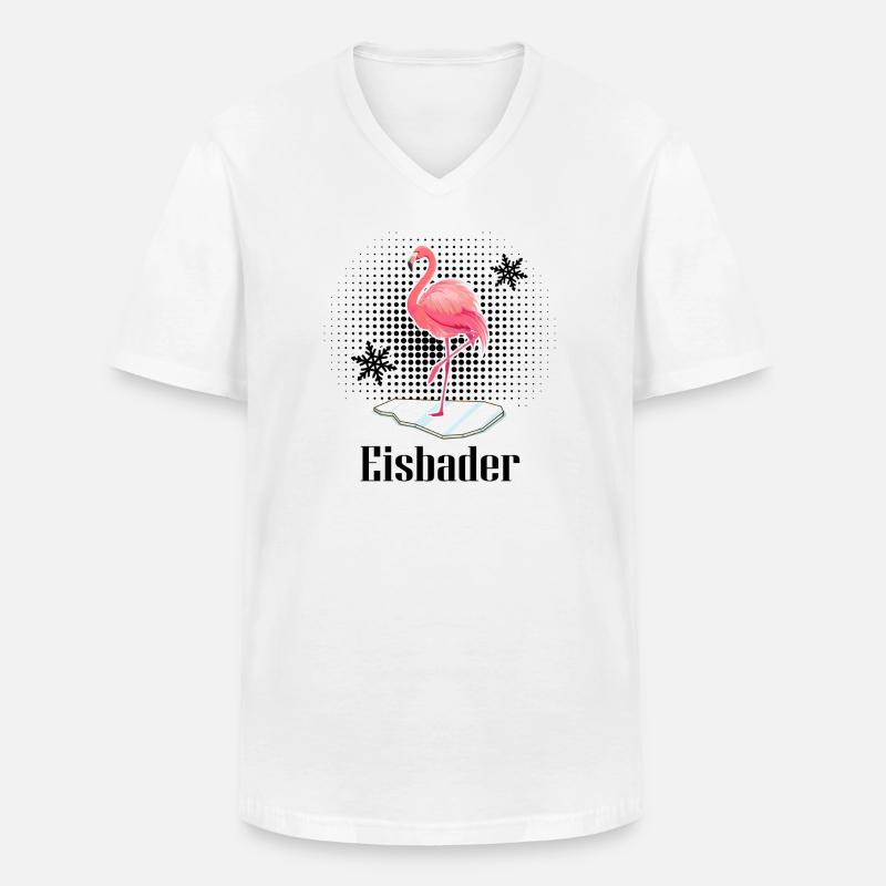 Eisbader-Flamingo Eisbad Winterschwimmer - Männer-T-Shirt mit V-Ausschnitt - Weiß