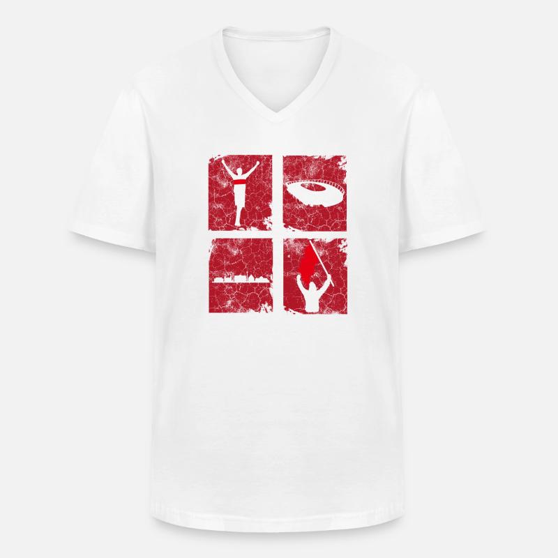 Fußball Stuttgart - Männer-T-Shirt mit V-Ausschnitt - Weiß