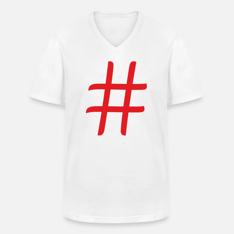 hashtag - Männer-T-Shirt mit V-Ausschnitt - Weiß
