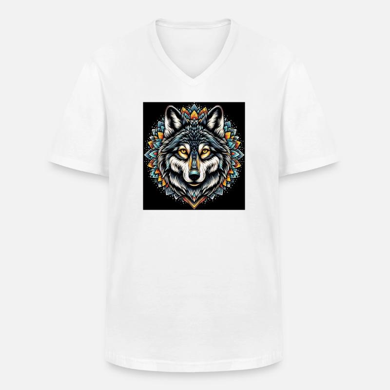 Wolf - Männer-T-Shirt mit V-Ausschnitt - Weiß