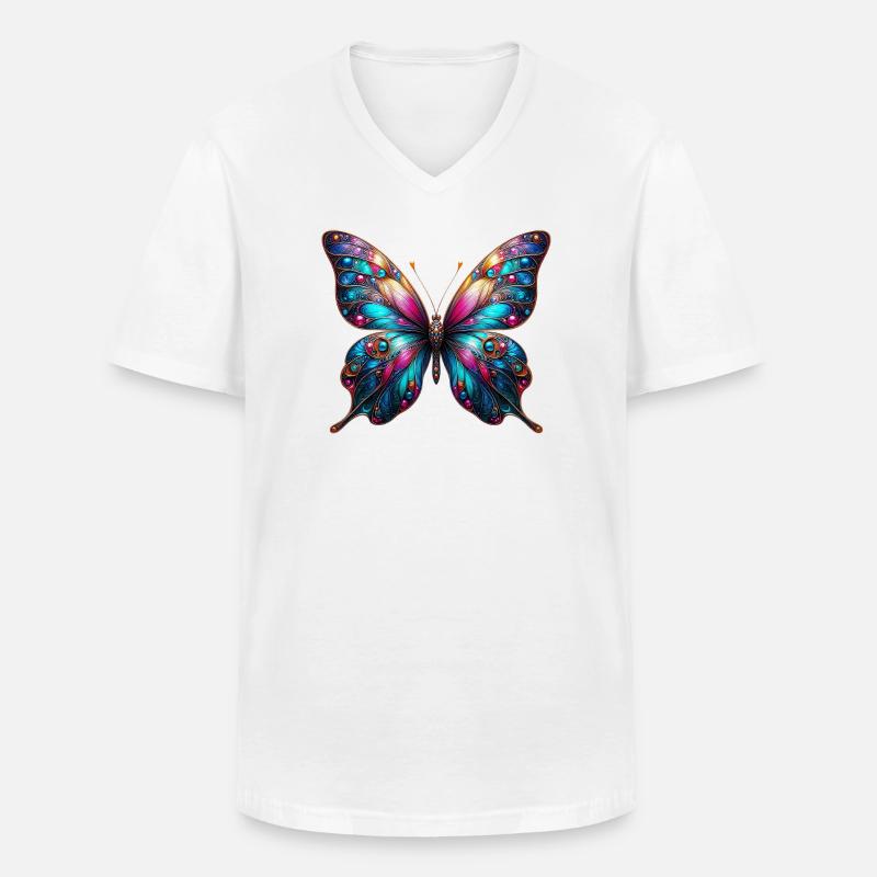 Schmetterling - Männer-T-Shirt mit V-Ausschnitt - Weiß