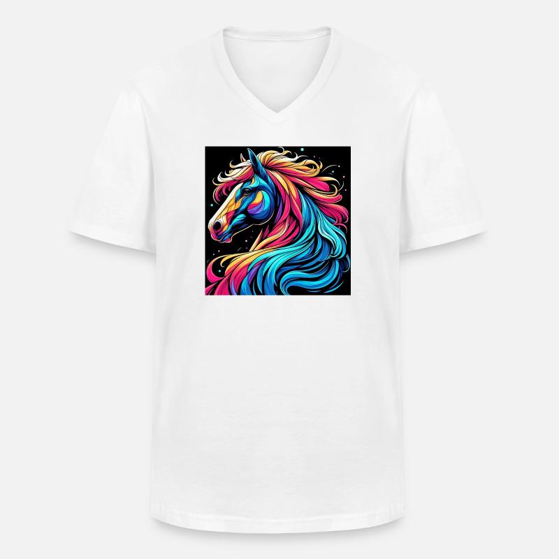 Pferd - Männer-T-Shirt mit V-Ausschnitt - Weiß
