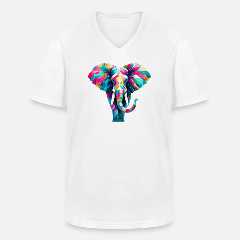Elefant - Männer-T-Shirt mit V-Ausschnitt - Weiß