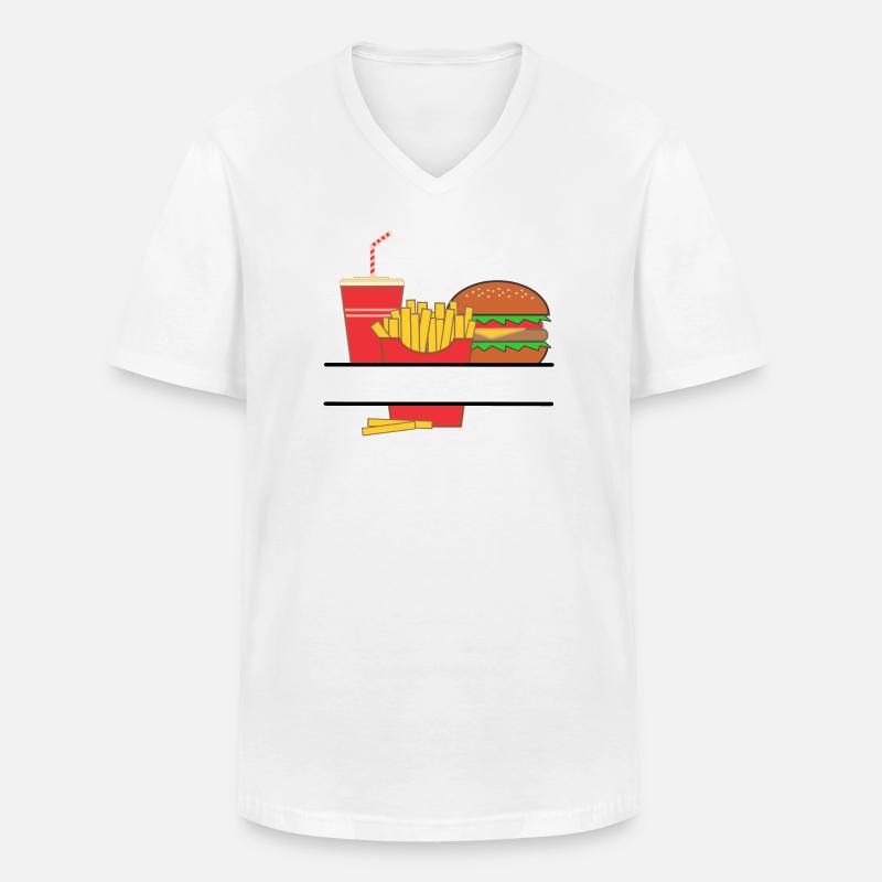 Pommesbuden-Logo oder Restaurant-Emblem - Männer-T-Shirt mit V-Ausschnitt - Weiß