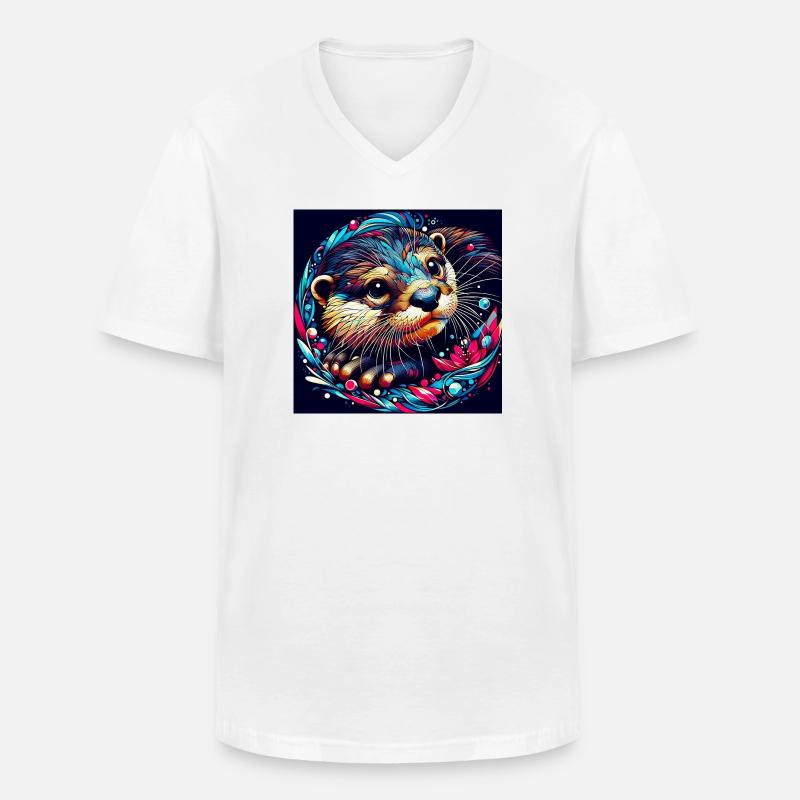 Otter - Männer-T-Shirt mit V-Ausschnitt - Weiß