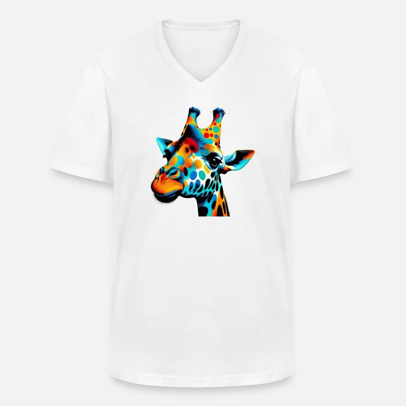 Giraffe Pop Art - Männer-T-Shirt mit V-Ausschnitt - Weiß